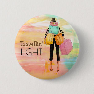 Travellin’ Light Typography Roligt Luggage Design Knapp