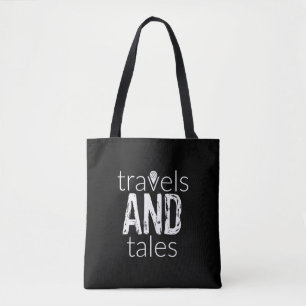 Travels and Tales (vit logotyp) till väskan Tygkasse
