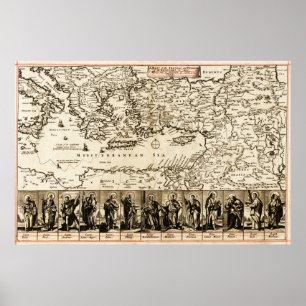 Travels of the Apostle PaulPanoramic Karta Poster