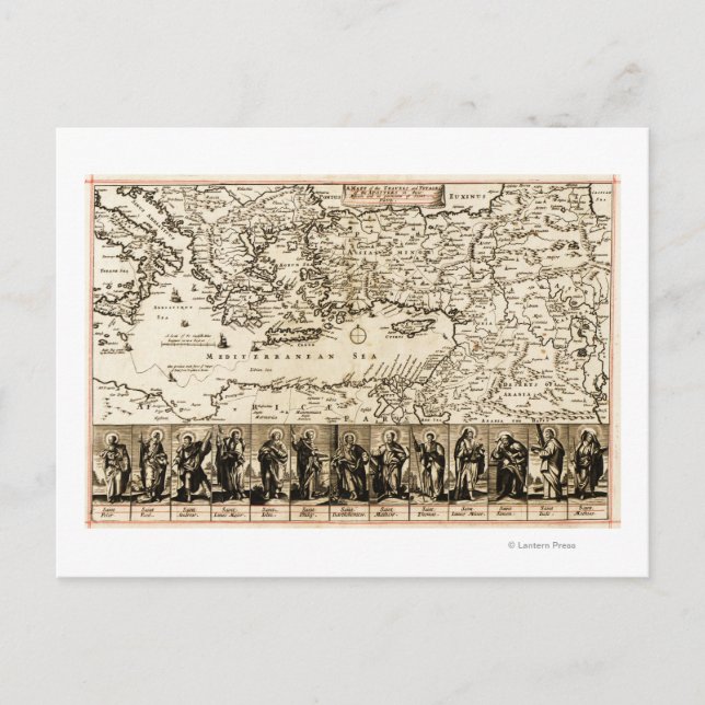 Travels of the Apostle PaulPanoramic Karta Vykort (Framsida)