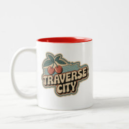 Traverse City 70-talet Retro Michigan Vintage Cher Två-Tonad Mugg