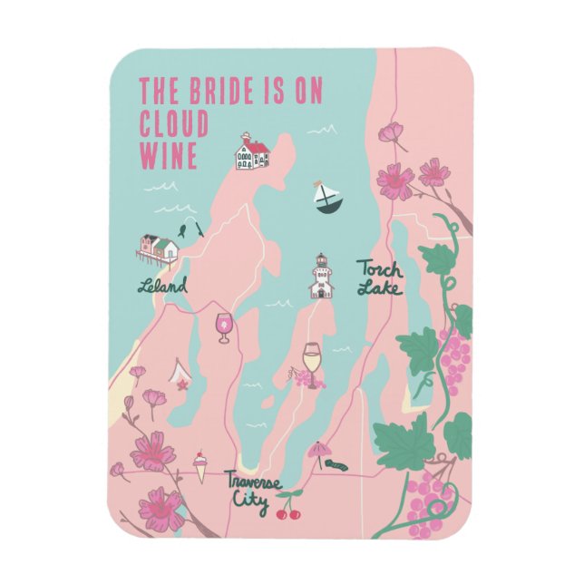 Traverse City Cloud Vin Bachelorette Magnet (Vertikal)