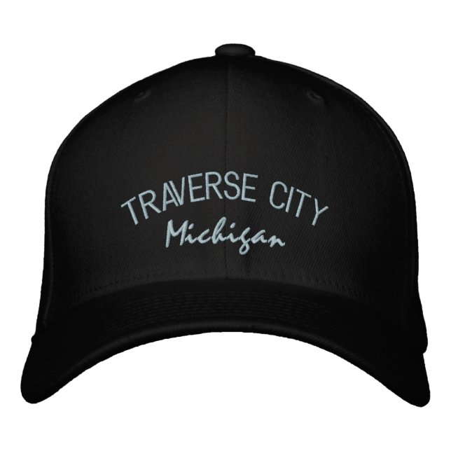 Traverse City Michigan Embroized Hat Broderad Keps (Framsida)