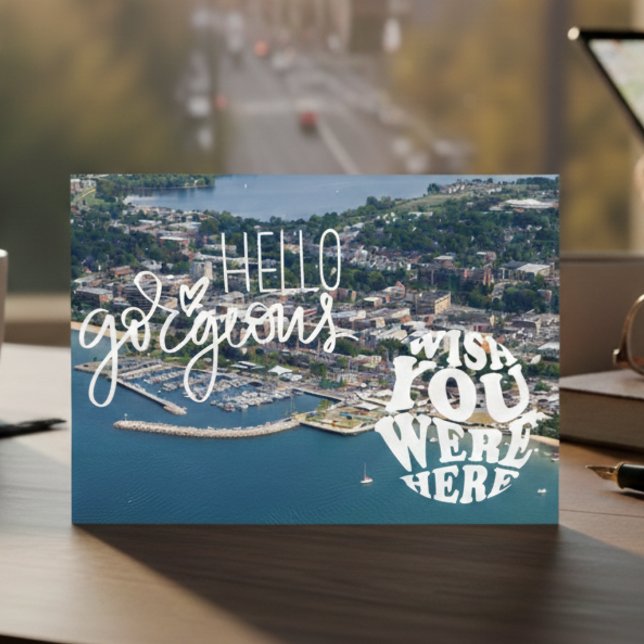 Traverse City Michigan Hej Gorgous Vykort (Northern Michigan charm in every note.)