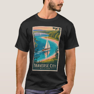 Traverse City Michigan Illustration Resa Konst T Shirt