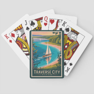 Traverse City Michigan Illustration Travel Art Casinokort