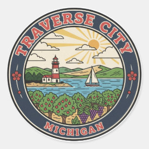 Traverse City Michigan Resor Runt Klistermärke