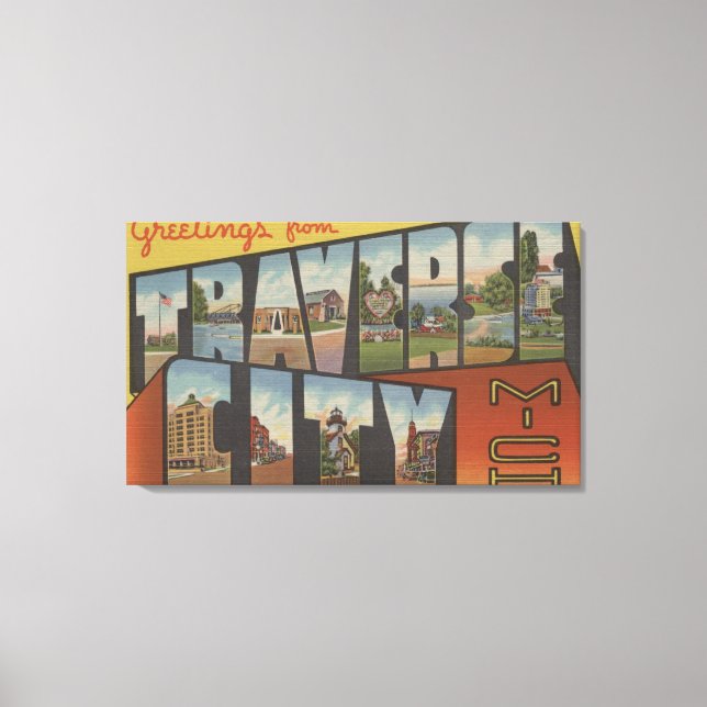 Traverse City, Michigan - Stora Brev Scenes Canvastryck (Framsida)