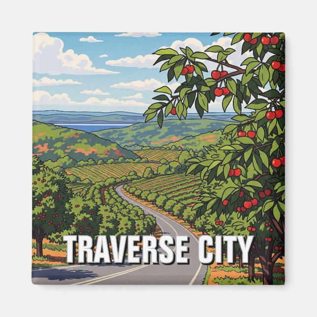 Traverse City Michigan Travel Magnet (Framsidan)