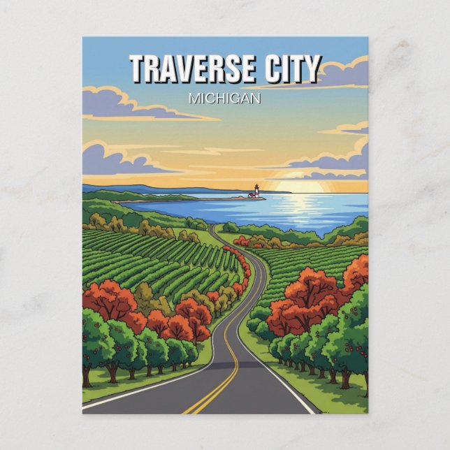 Traverse City Michigan Travel Vykort (Framsida)