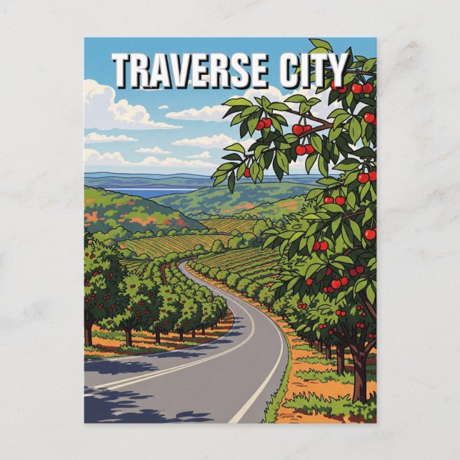 Traverse City Michigan Travel Vykort (Framsida)