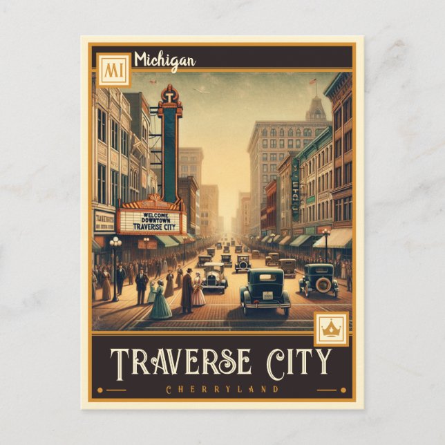 Traverse City, Michigan | VINTAGE Vykort (Framsida)