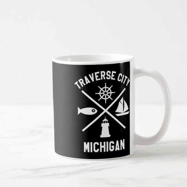 Traverse City Northern Michigan Tee Sailing Boatin Kaffemugg (Höger)