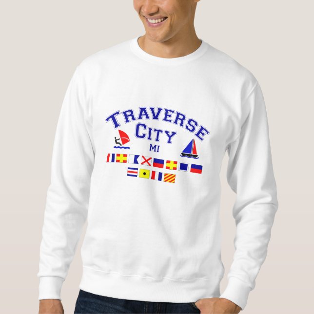 Traversstaden MI signalerar flaggor Långärmad Tröja (Framsida)