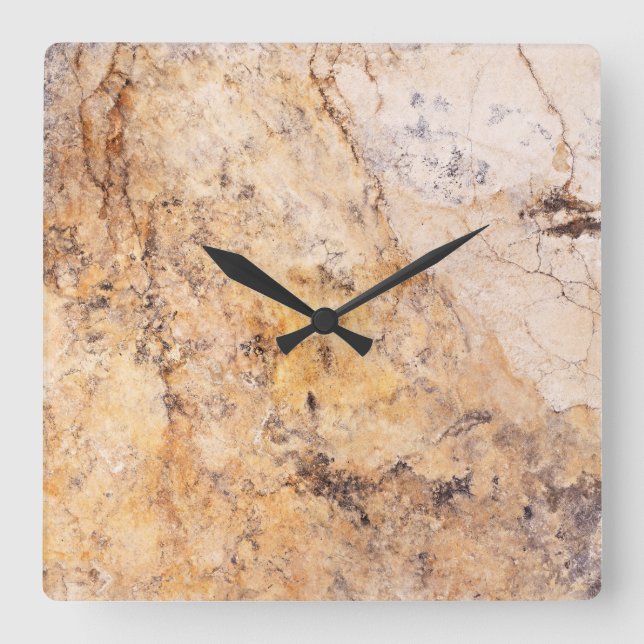 Travertine Stone Mönster Acrylic Wall Clock Fyrkantig Klocka (Framsida)
