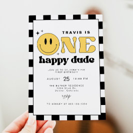 TRAVIS One Lycklig, Grabben Smile Ansikte, första  Inbjudningar