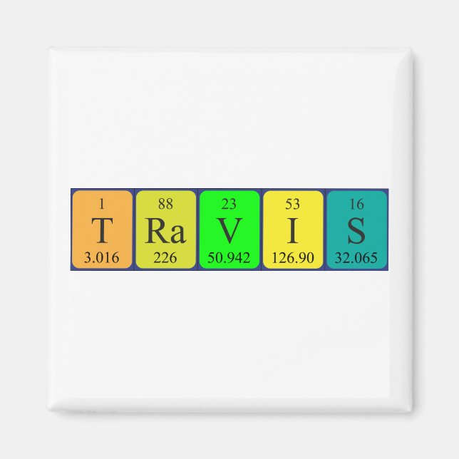Travis periodiskt återkommande magnet bord namn (Framsidan)