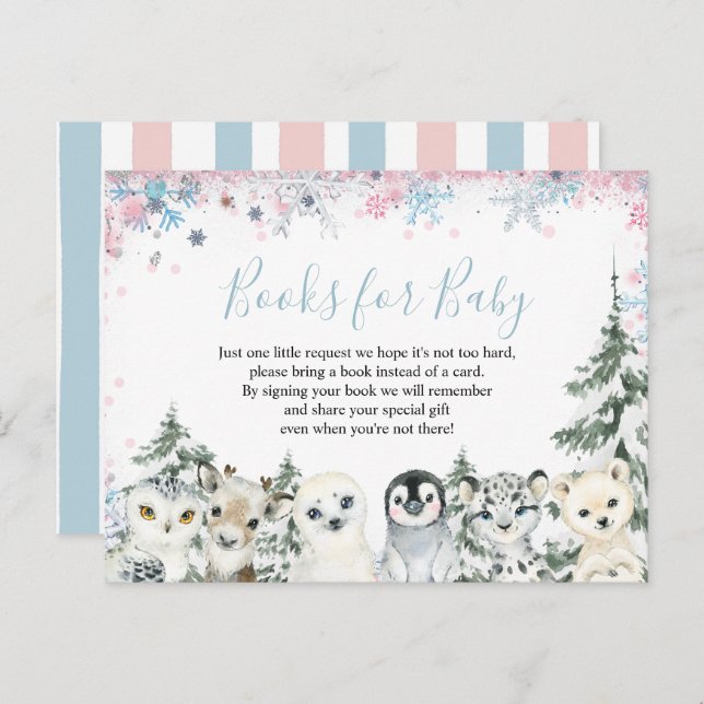 Trävland Vinter Animaliska artiklar Bokar för Baby Vykort (Fram/baksida)