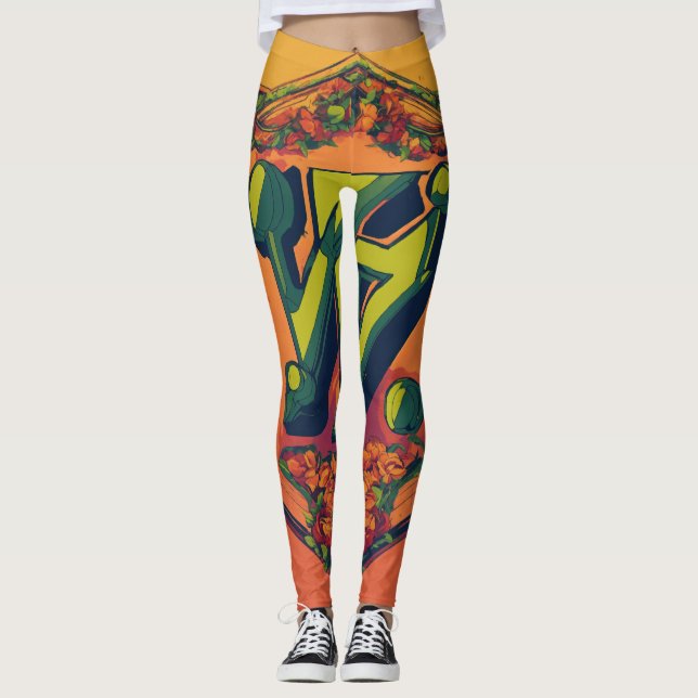 "Tray Bien" Futuristiska Nostalgic Leggings (Framsida)