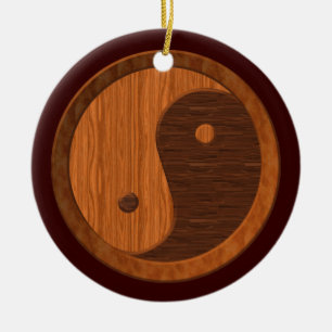 TräYin Yang prydnad Julgransprydnad Keramik