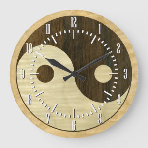 TräYin Yang symbol Stor Klocka