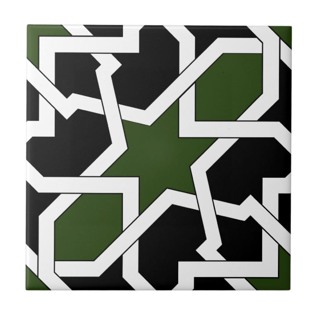 Trazado 09 de azulejo de geometría verde y negro kakelplatta (Framsidan)