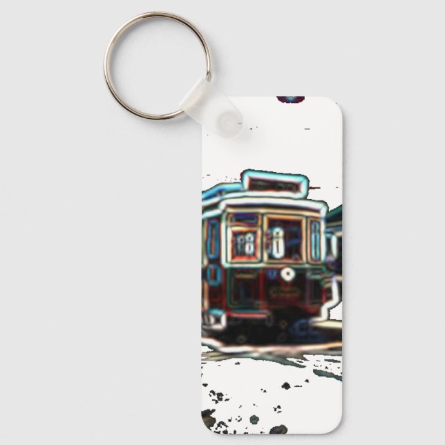 TRC Neon streetcar Aluminium Rectangle Keychain Nyckelring (Framsida)