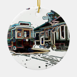 TRC Neon streetcar vid stn Circle Ceramic Ornament