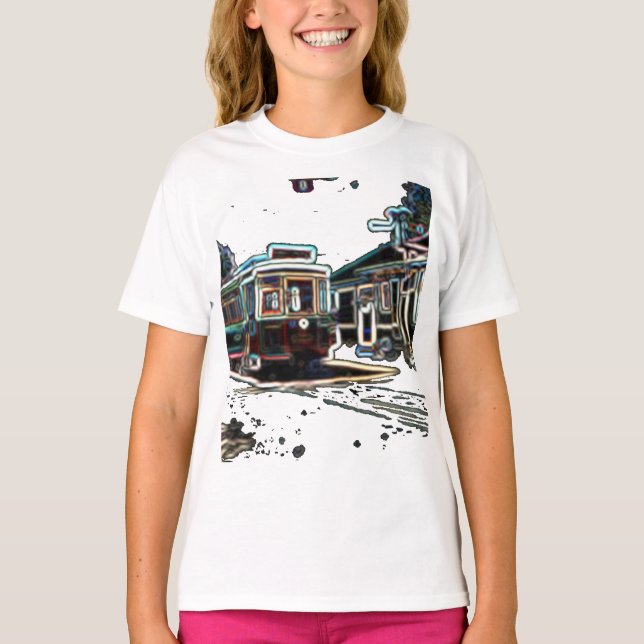 TRC Neon streetcar vid stn Kids Basic T-Shirt (Framsida)