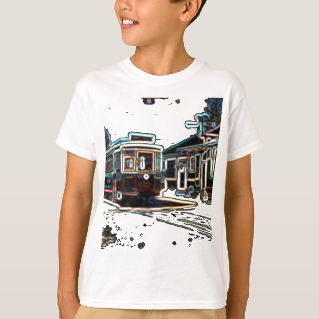 TRC Neon streetcar vid stn Kids Basic T-Shirt (Framsida)
