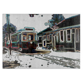 TRC Neon streetcar vid stn Large Glass-klipp