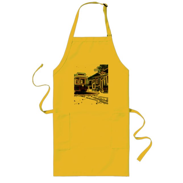 TRC Neon streetcar vid stn Long Gult Apron Långt Förkläde (Framsidan)