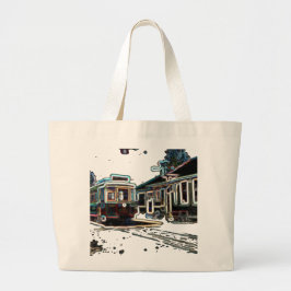 TRC Neon streetcar vid Stort Natural Tote Bag Jumbo Tygkasse