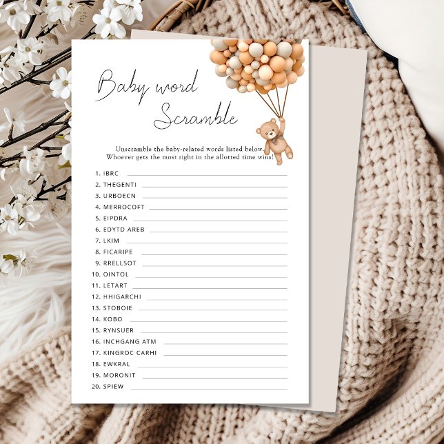 Trddy Barly Wait Baby Shower Ord Scramble Game (Skapare uppladdad)