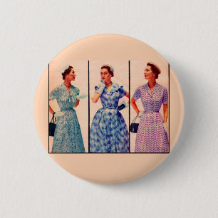 tre 1953 klänningar - bekläda för vintage knapp