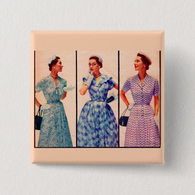 tre 1953-klänningar - vintage knapp (Framsida)