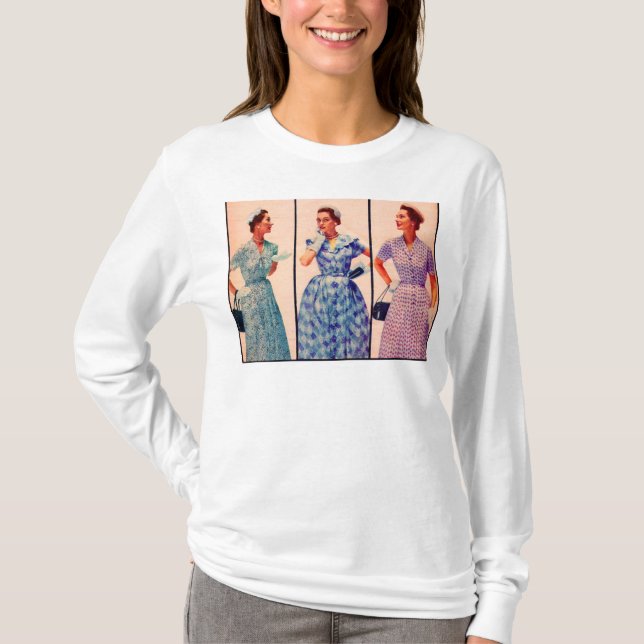 tre 1953 klänningar - vintagekläder fram och bak tee (Framsida)