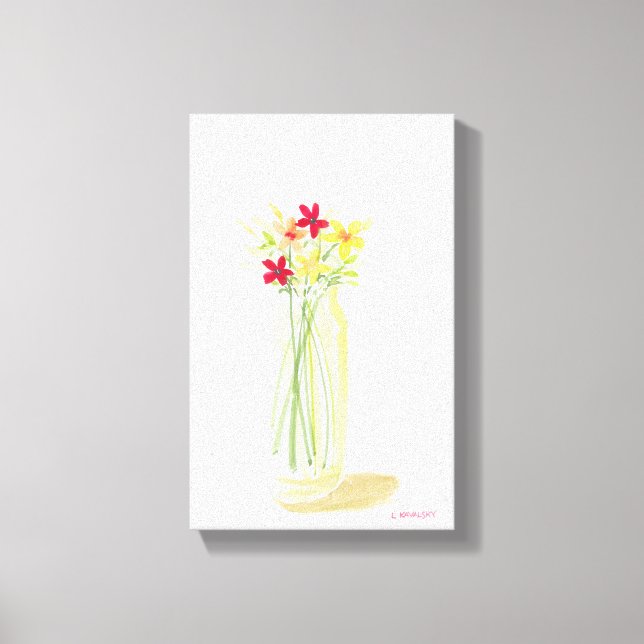 Tre 2 originalvattenfärgsgrafik på arbetsyta canvastryck (Framsida)