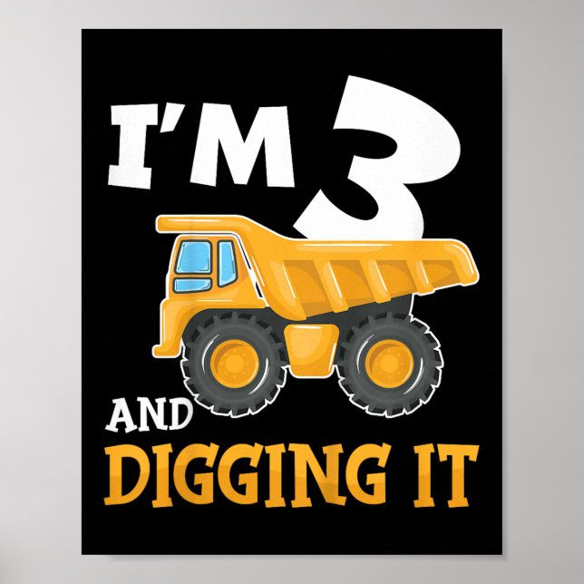 Tre 3 år, 3 år, födelsedagskonstruktion 3 år gamla poster (Framsidan)