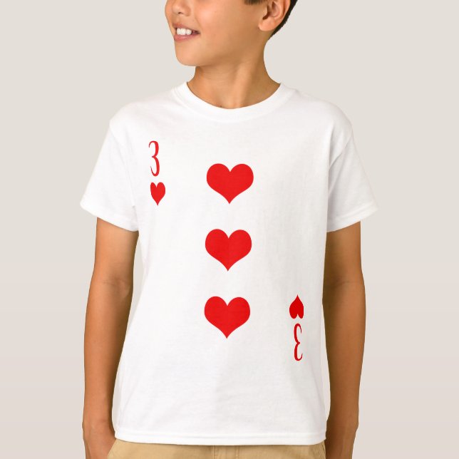 Tre (3) av Hearts Poker Costume Car T Shirt (Framsida)