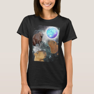 Tre 3 Måne-funny Capybaras Space Rodent Animal P T Shirt