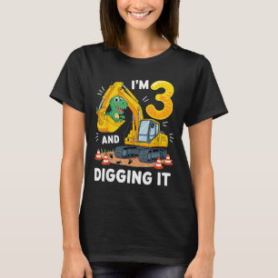 Tre 3år 3:e födelsedag Konstruktion Dinosaurie Poj T Shirt