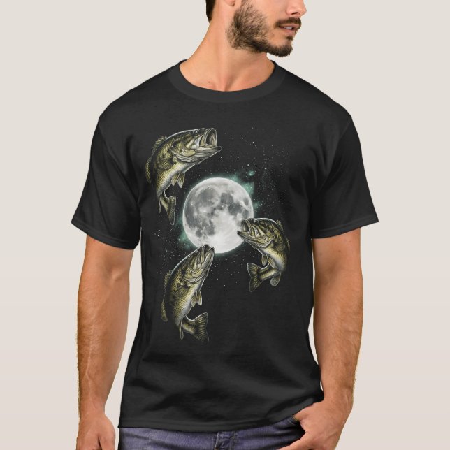 Tre Abborre Måne Fisk T Shirt (Framsida)