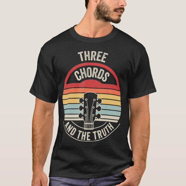 Tre Ackord Och Sanning Gitarrmusik T Shirt (Framsida)