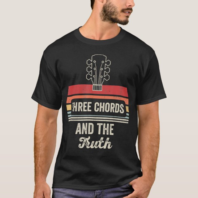 Tre Ackord Och Sanning Gitarrmusik T Shirt (Framsida)