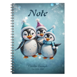 Tre adsorberande penguiner anteckningsbok
