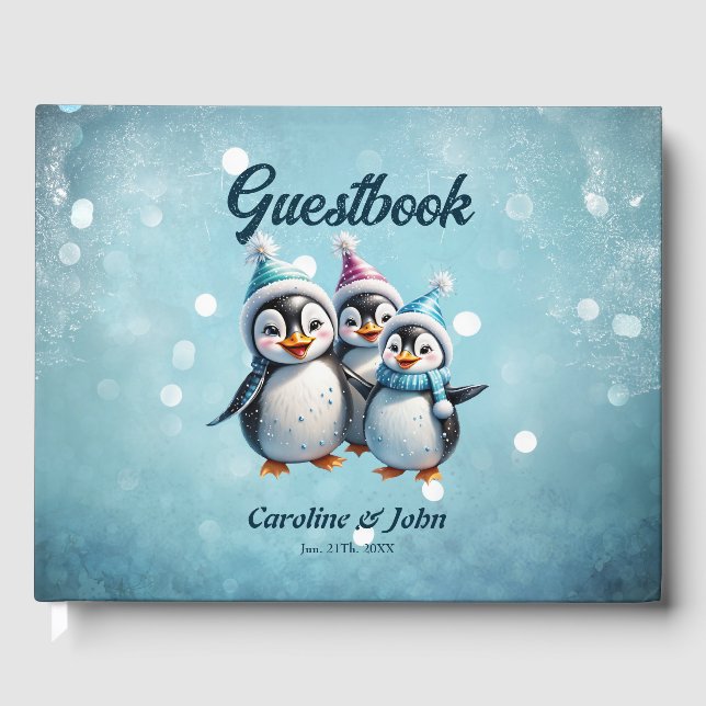 Tre adsorberande penguiner gästböcker (Framsida)