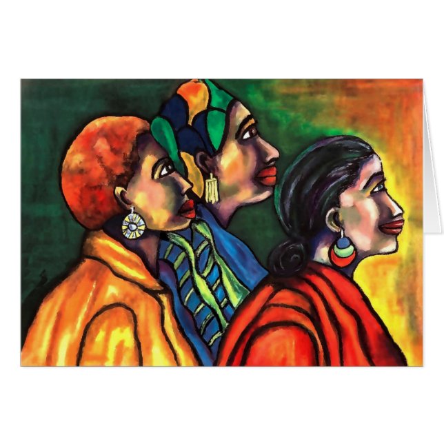Tre afrikanska amerikanska kvinnor hälsningskort (Framsidan Horizontal)