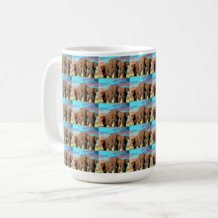 Tre afrikanska elefanter, kaffe Mugg