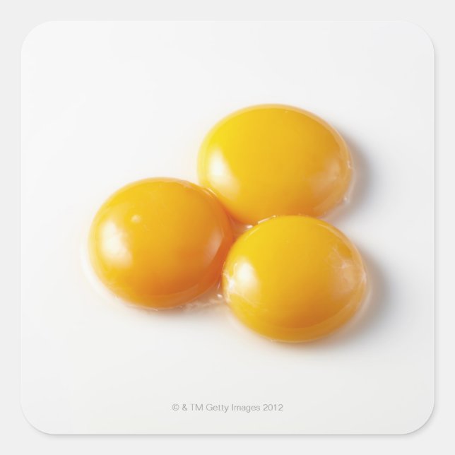 Tre äggula fyrkantigt klistermärke (Framsida)